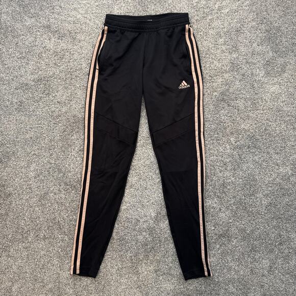 Adidas Pants Womens XS Black Pink Stripes ClimaCool Skinny Track Athletic 24x27 - Picture 1 of 16